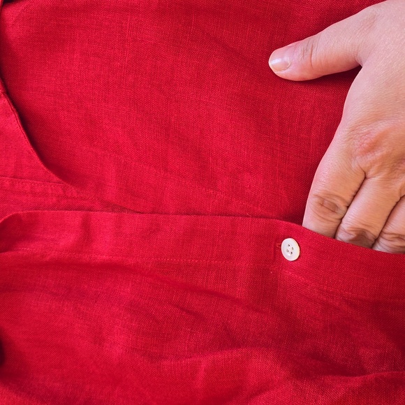 NWOT Talbots red linen button shirt. Women's Sz 14 - Picture 9 of 9